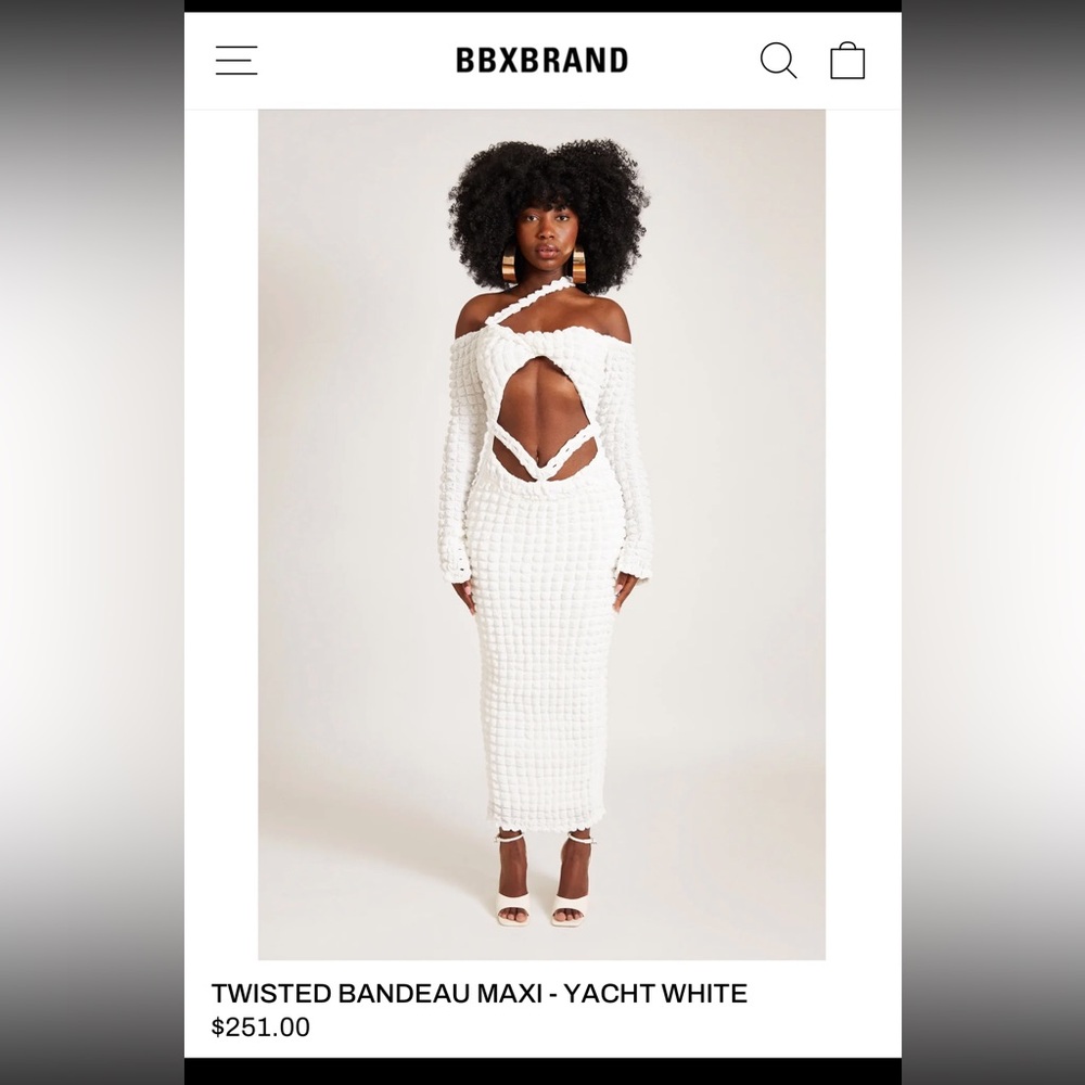 BBXBRAND SIZE 6 white twisted bandeau maxi- yacht white -M    UK10 new with tags
